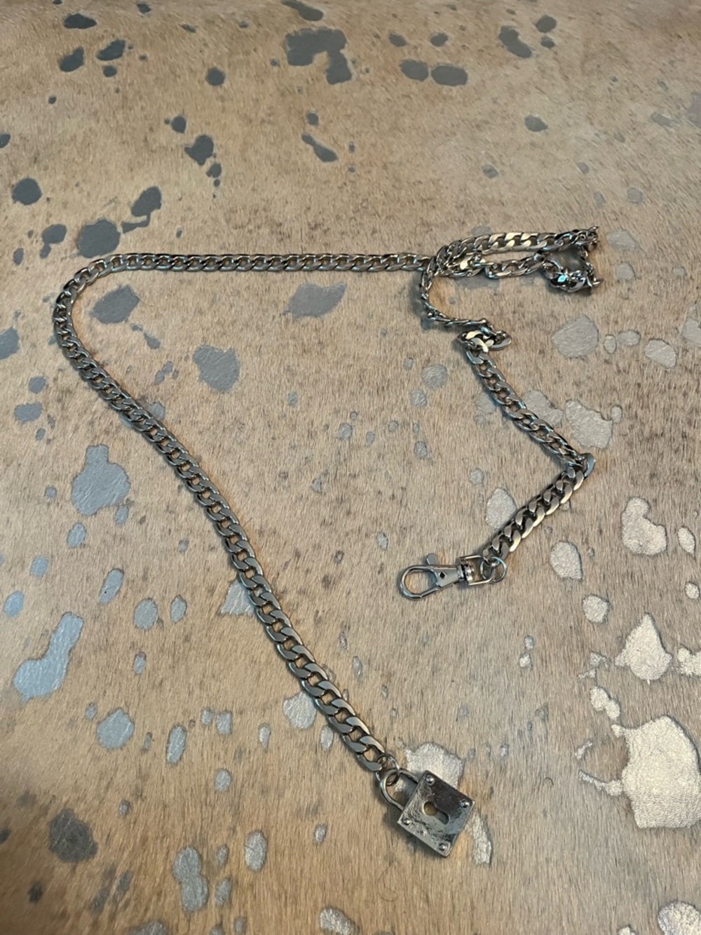 Urban Outfitters silver-tone chain belt with padlock detail